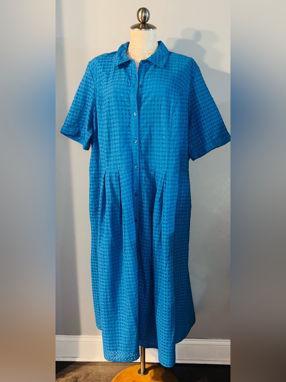 Jessica London Bright Blue Textured Midi Dress